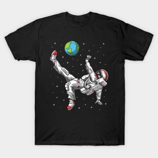 Space Astronaut Soccer Player T-Shirt